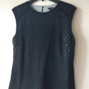 Ann Taylor Classic Lace Shell Top, Black Diamond Pattern Sleeveless, Size XL